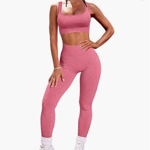 HYZ Women’s Workout 2 Piece High Waisted Butt Lifting Bodycon Outfit